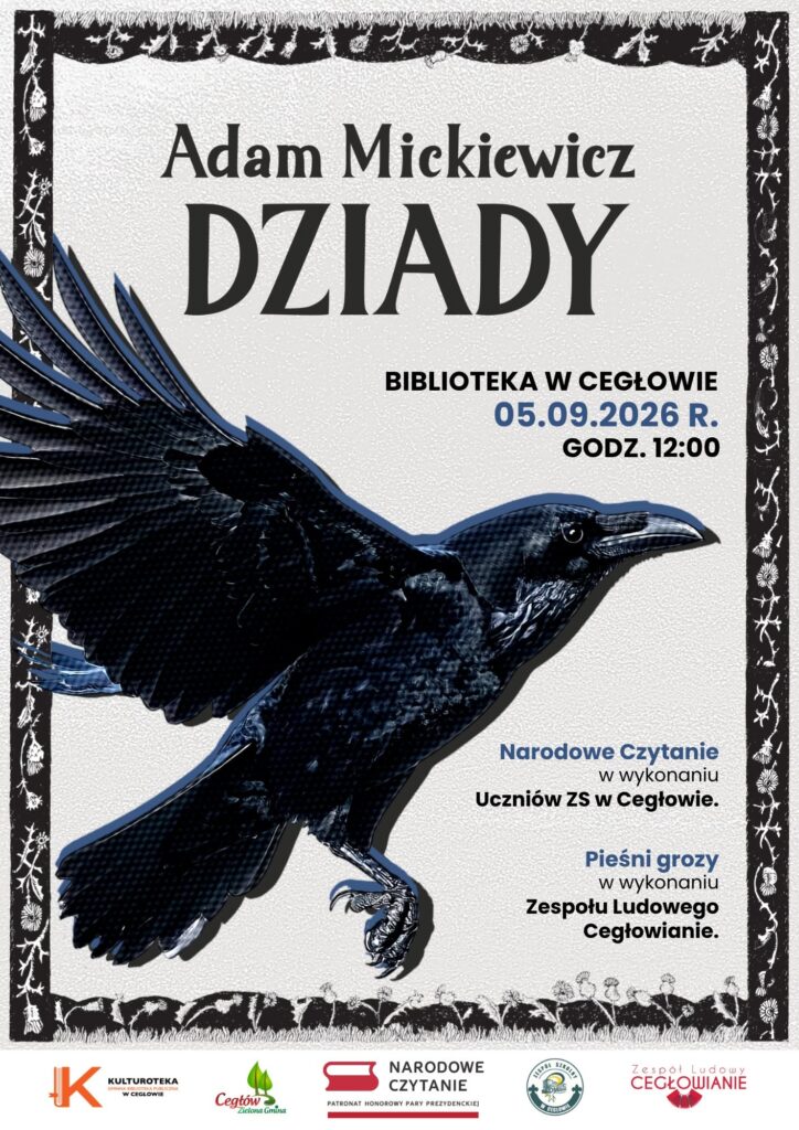 Plakat wydarzenia Narodowe Czytanie z pieśniami grozy